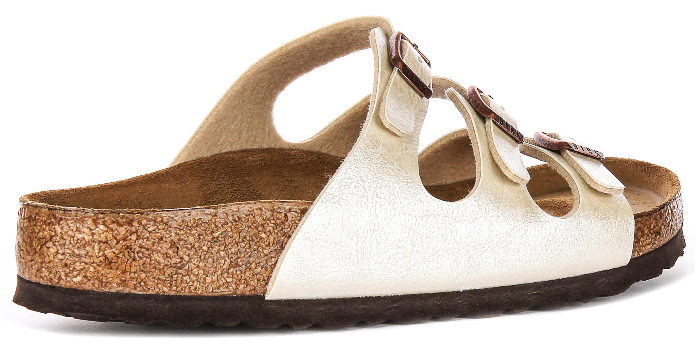 BIRKENSTOCK Florida BS ホワイト 39 Birkenstock Florida Bs In Pearl White | Triple Buckle Leather