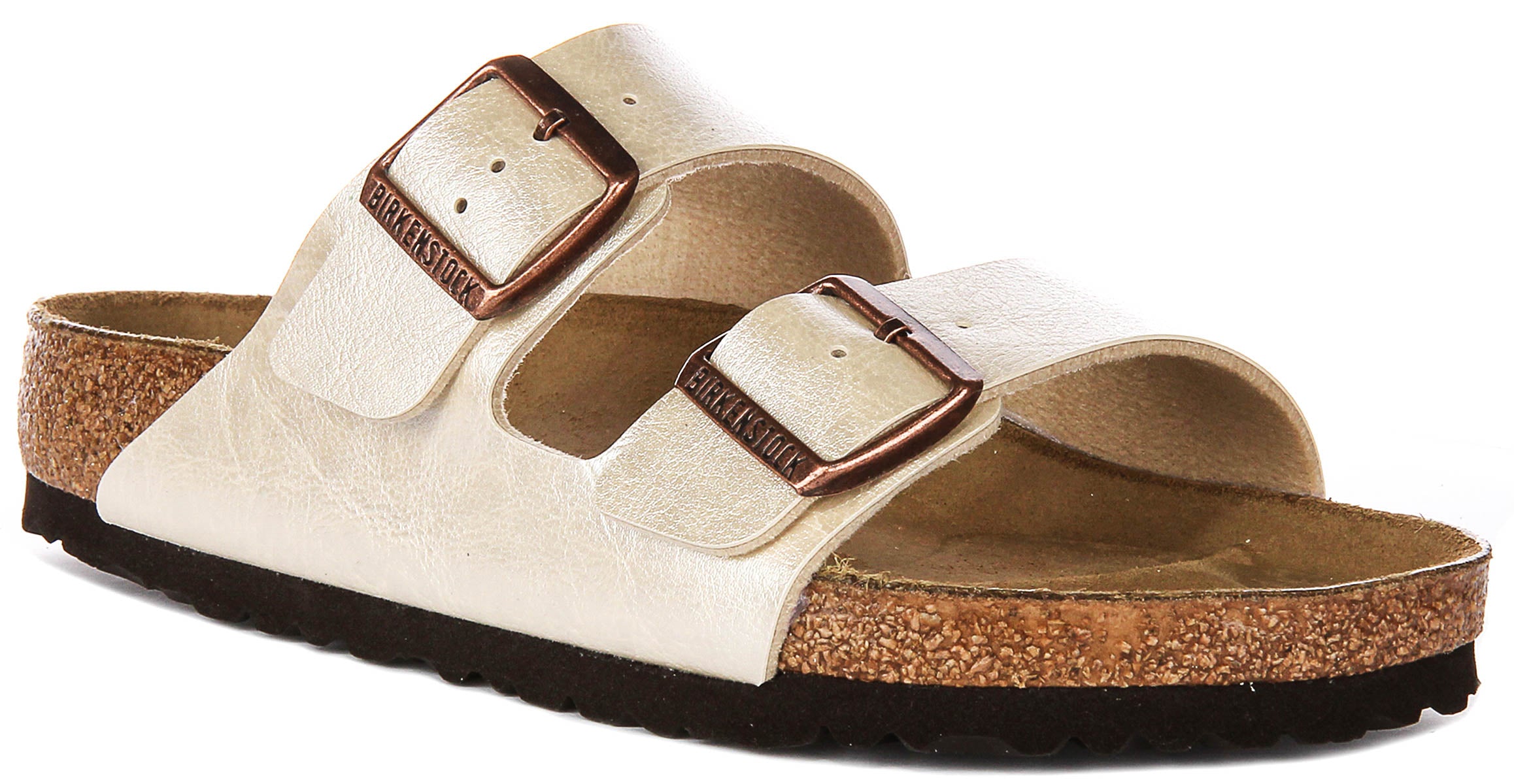 Birkenstock Arizona In Pearl White For Women | Strap Leather