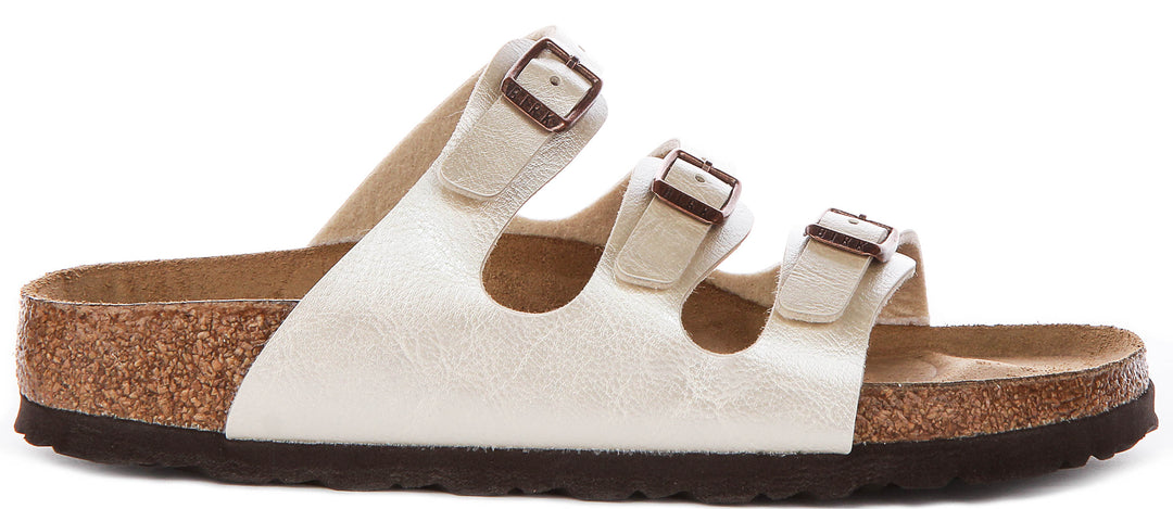 Birkenstock Florida Bs In Pearl White For Women