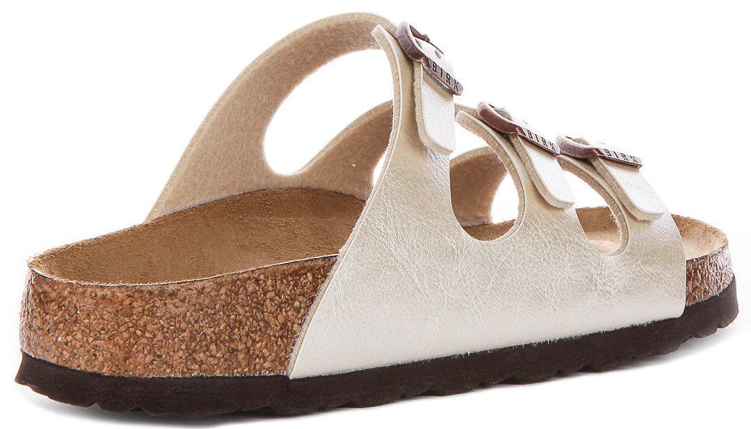 Birkenstock Florida Bs In Pearl White For Women