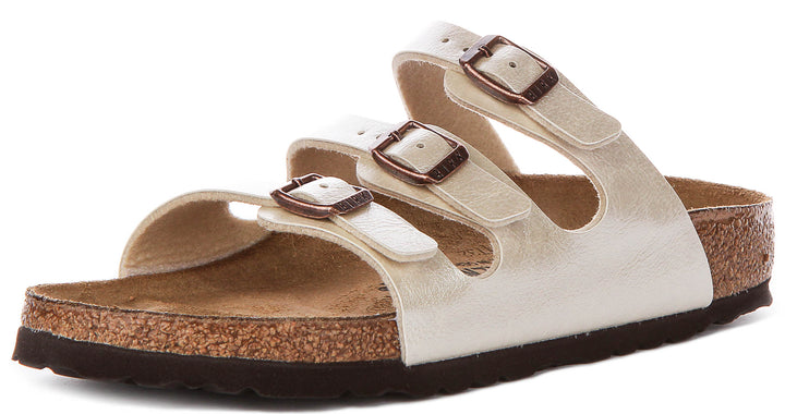 Birkenstock Florida Bs In Pearl White For Women