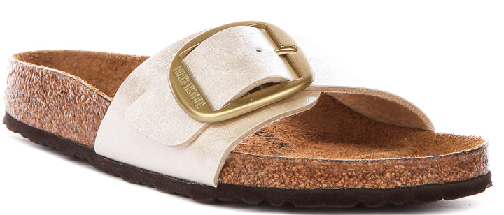 Birkenstock Madrid Big Buckle In Pearl White For Women | Regular Fit