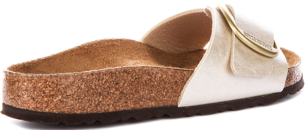 Birkenstock Madrid Big Buckle In Pearl White For Women | Regular Fit