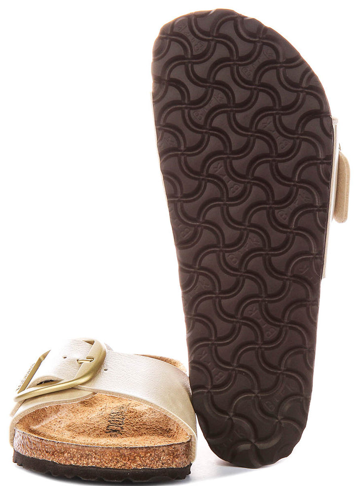 Birkenstock Madrid Big Buckle In Pearl White For Women | Regular Fit