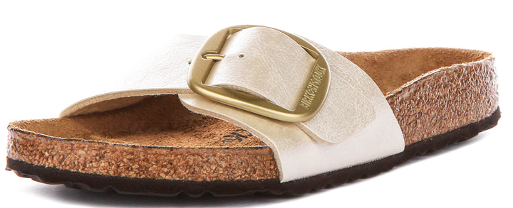 Birkenstock Madrid Big Buckle In Pearl White For Women | Regular Fit
