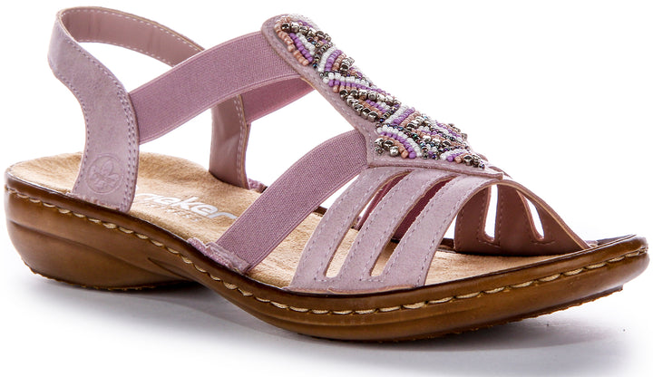Rieker 60801-30 Sandal In Pink For Women