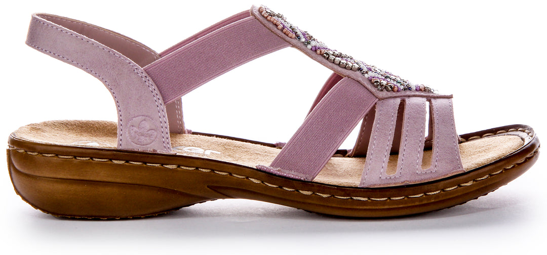 Rieker 60801-30 Sandal In Pink For Women