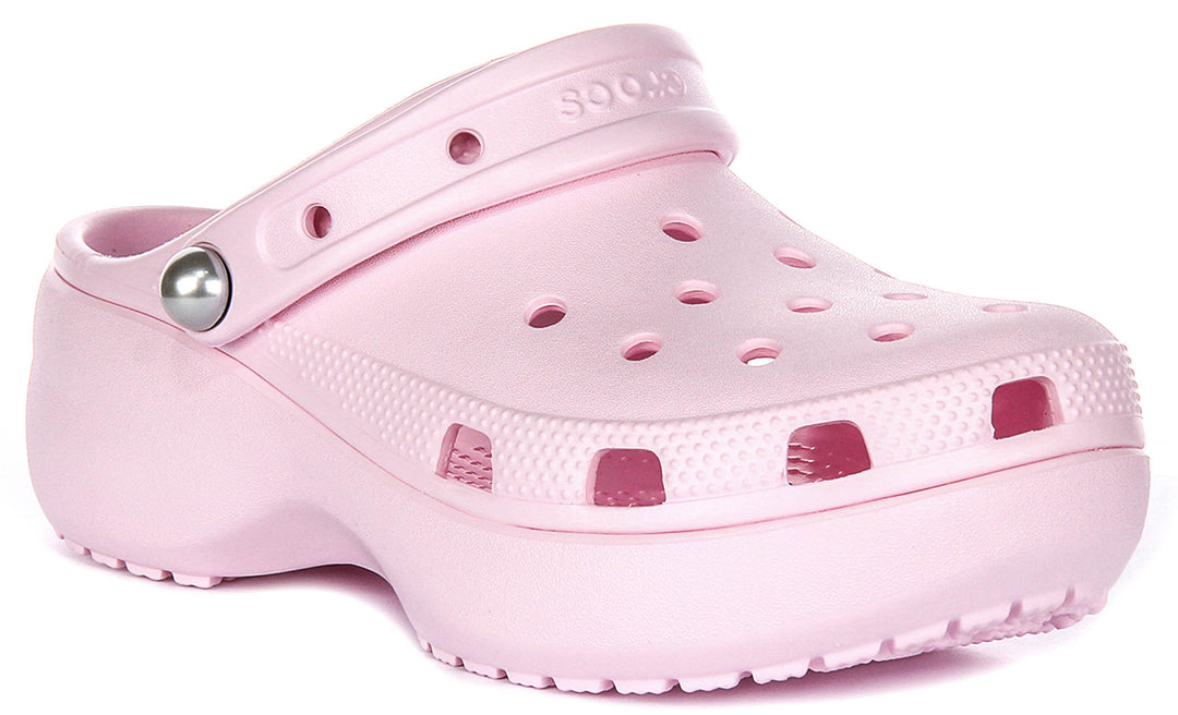 Crocs Classic Platform In Pink Slip On Rubber Beach Summer Clog