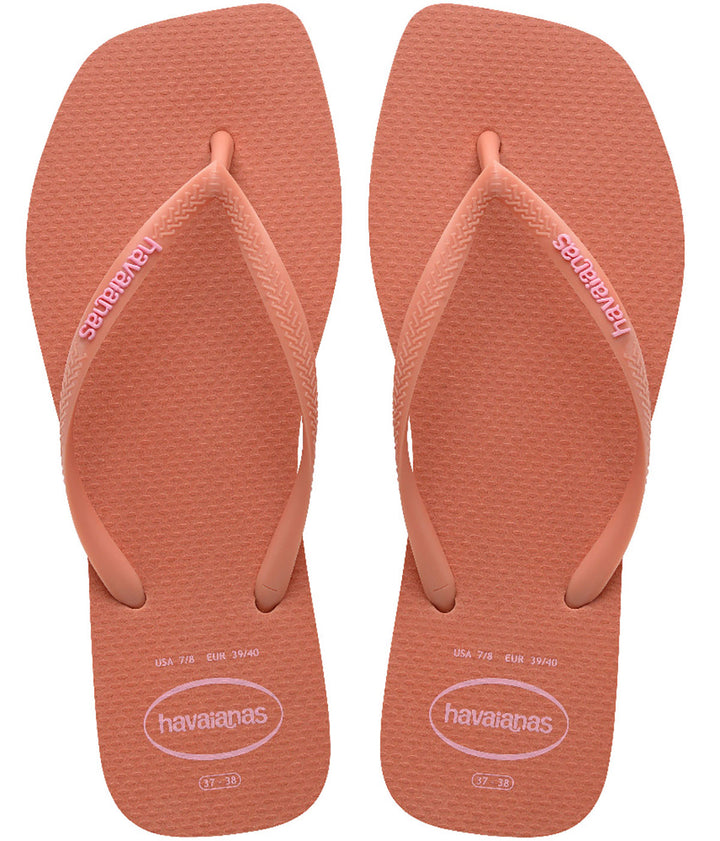 Havaianas Slim Square Logo In Pink For Women