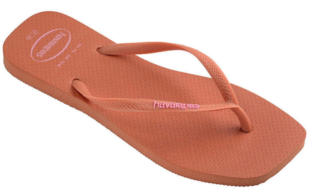Havaianas Slim Square Logo In Pink For Women