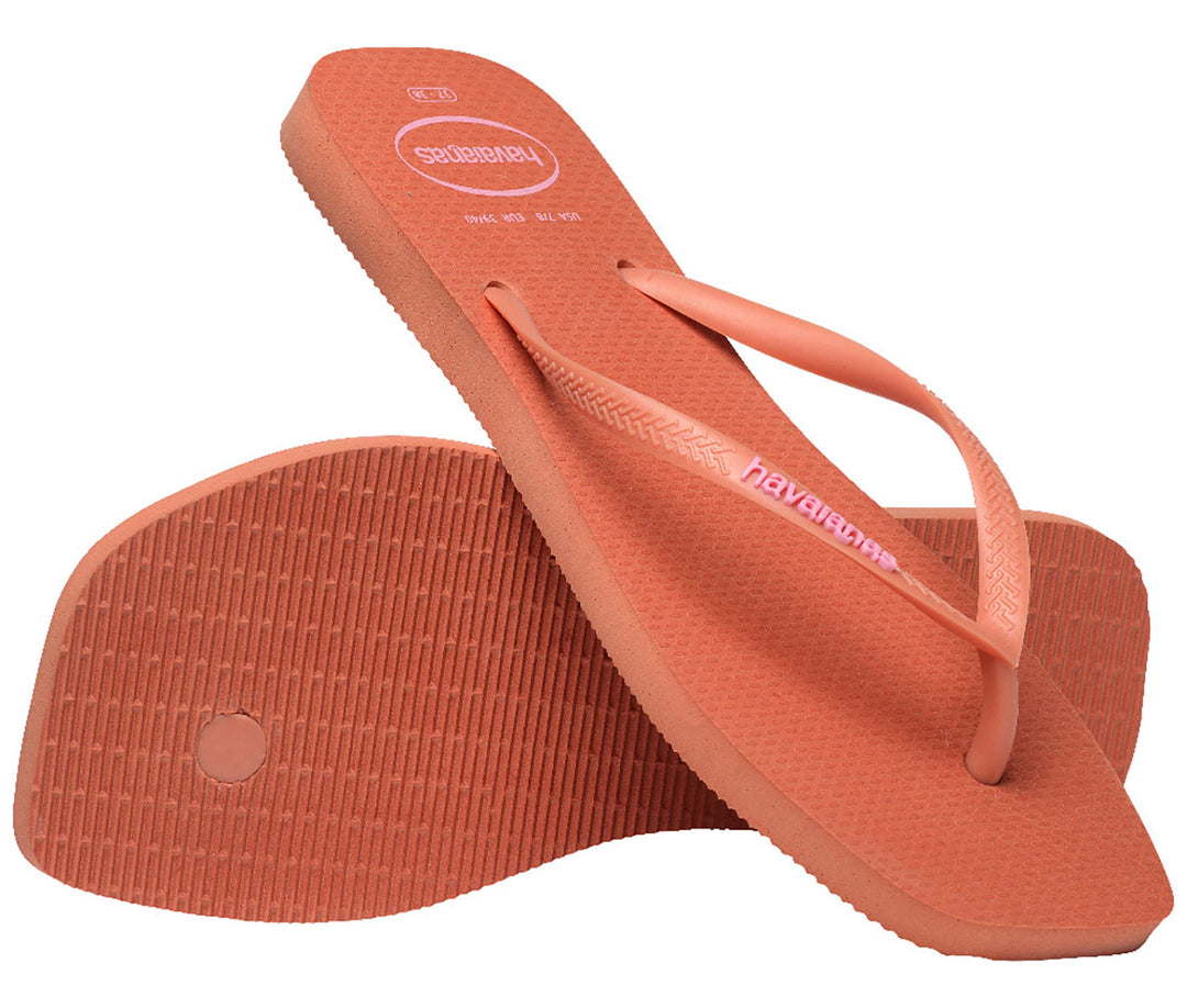 Havaianas Slim Square Logo In Pink For Women