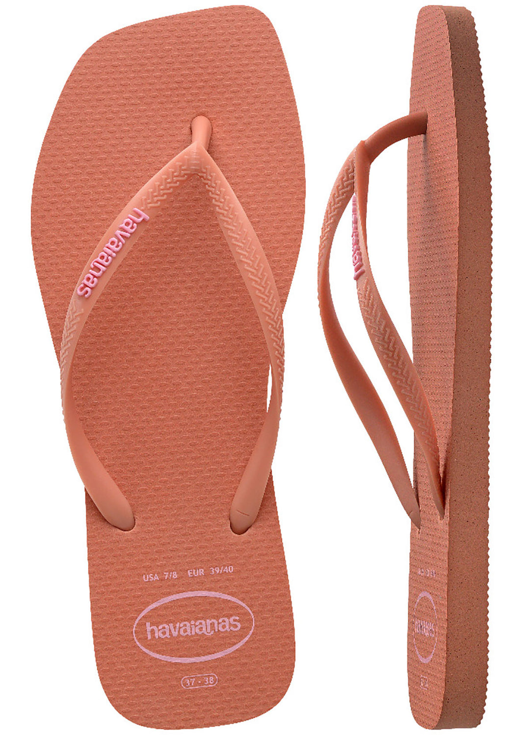 Havaianas Slim Square Logo In Pink For Women