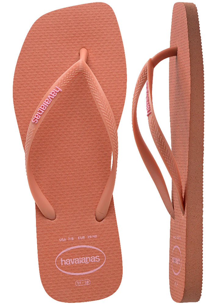 Havaianas Slim Square Logo In Pink For Women