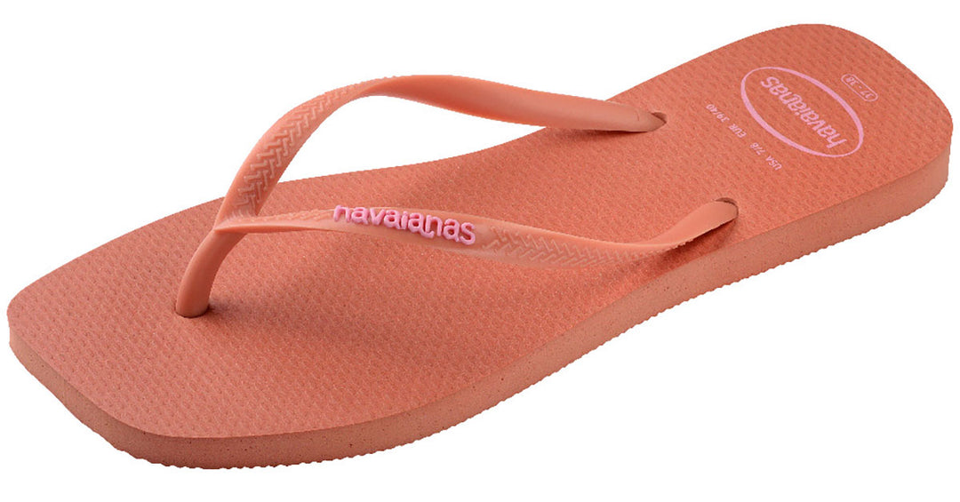 Havaianas Slim Square Logo In Pink For Women