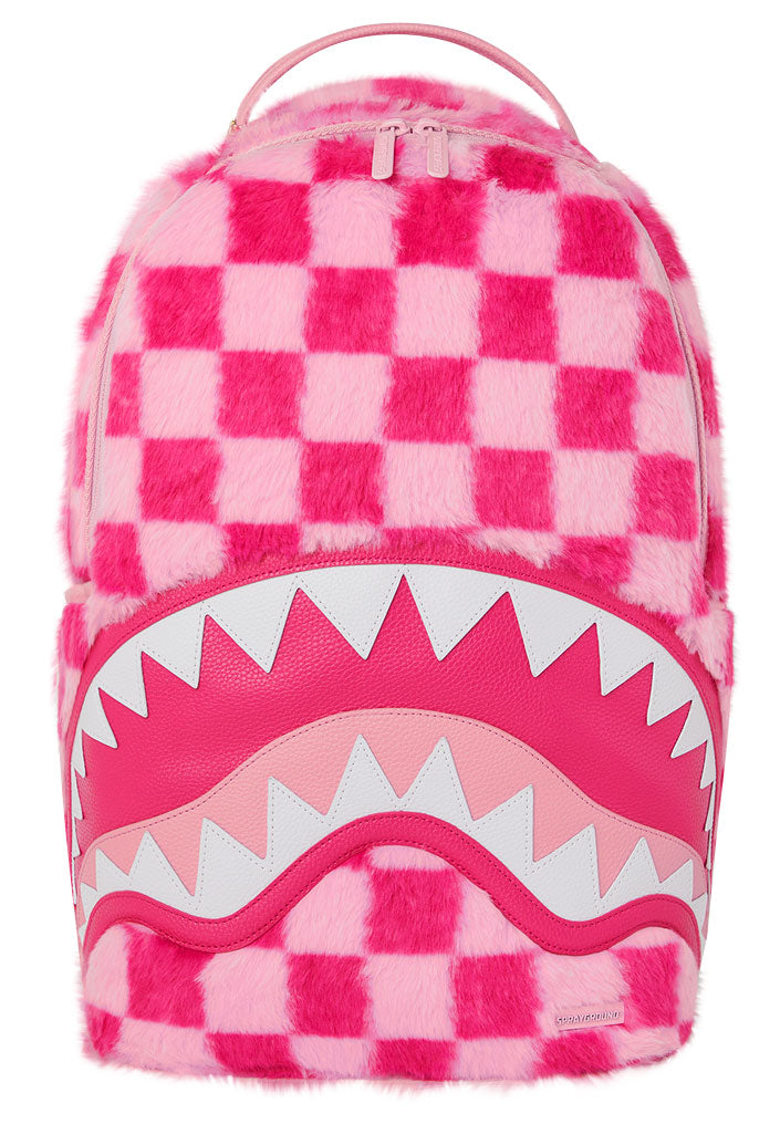 Sprayground Pink Furry Check DLXSF Backpack In Pink