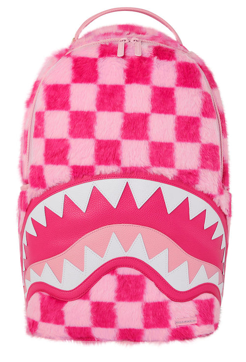 Sprayground Pink Furry Check DLXSF Backpack In Pink