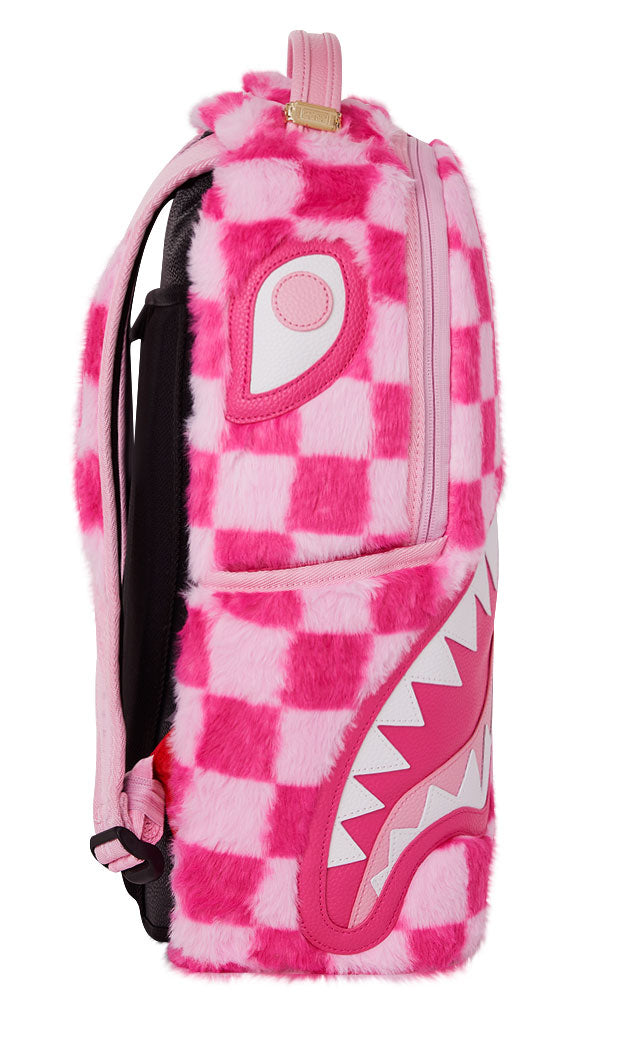 Sprayground Pink Furry Check DLXSF Backpack In Pink
