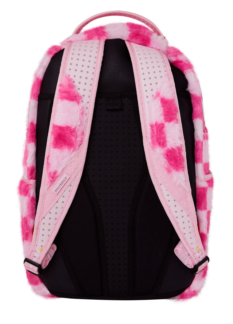 Sprayground Pink Furry Check DLXSF Backpack In Pink