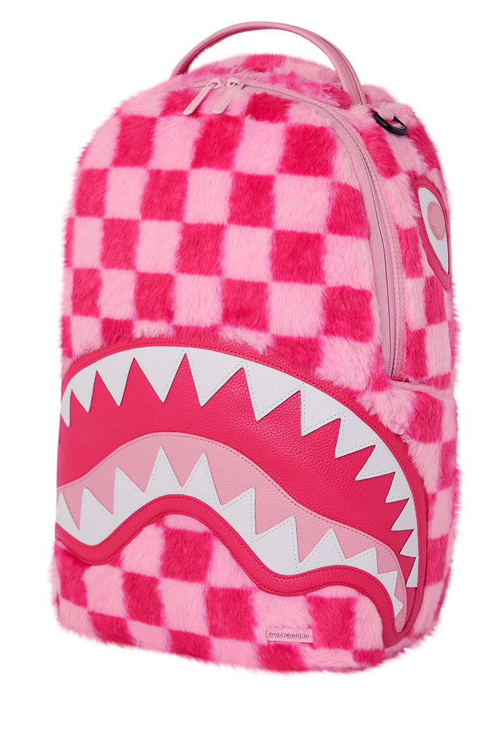 Sprayground Pink Furry Check DLXSF Backpack In Pink