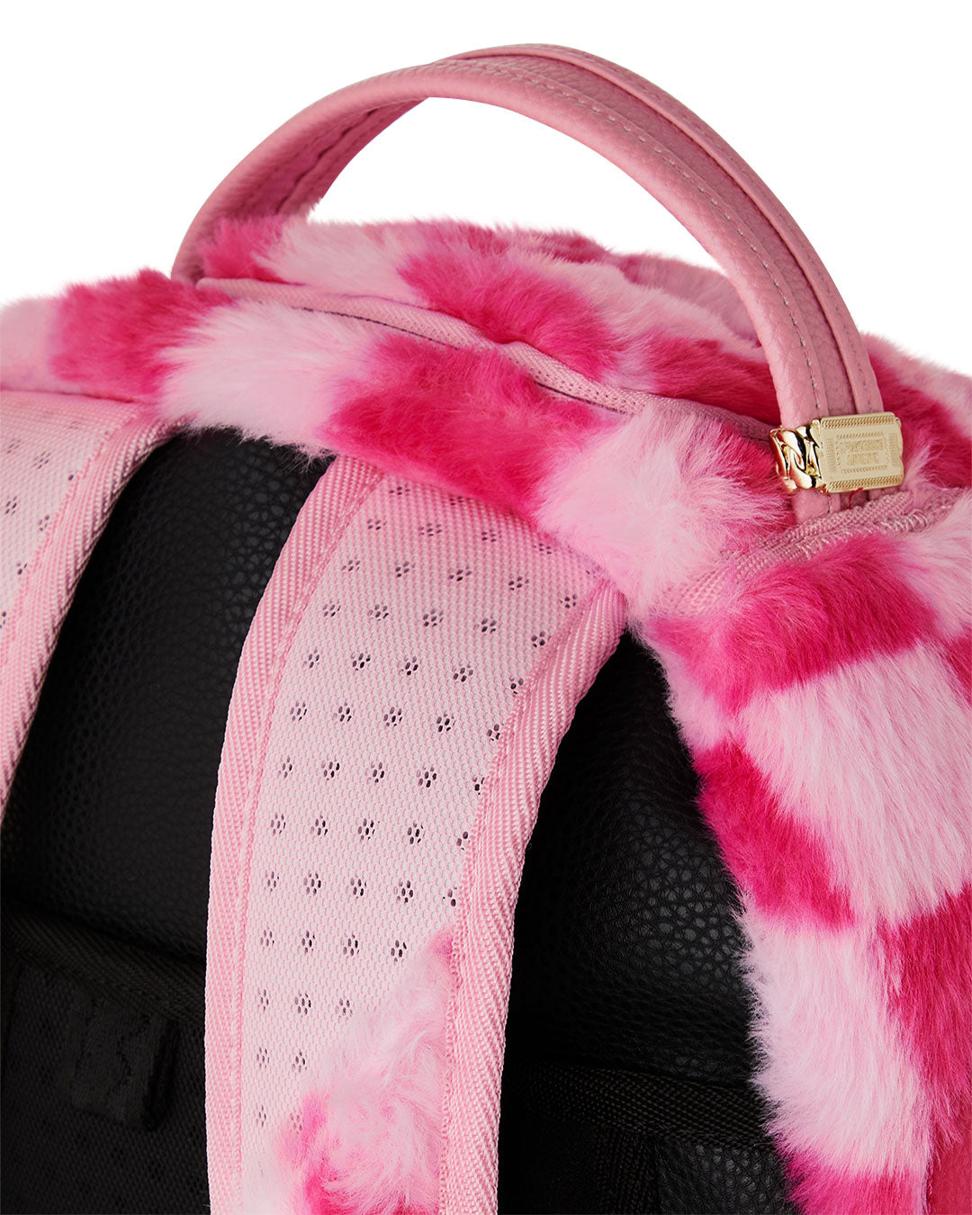 Sprayground Pink Furry Check DLXSF Backpack In Pink