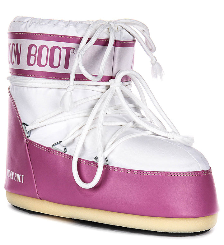 Moon Boot Icon Low Nylon In Pink White For Women