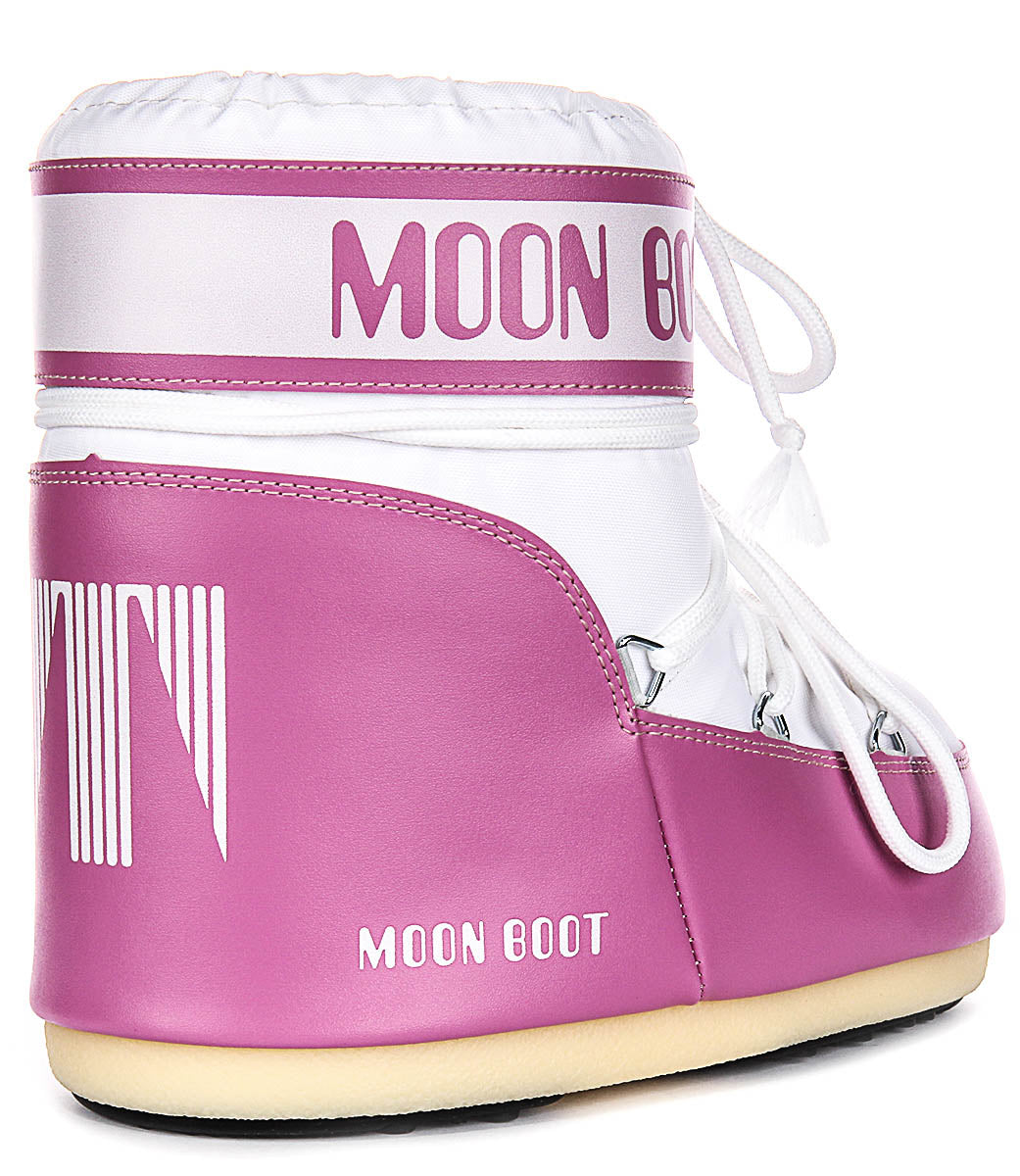 Moon Boot Icon Low Nylon In Pink White For Women