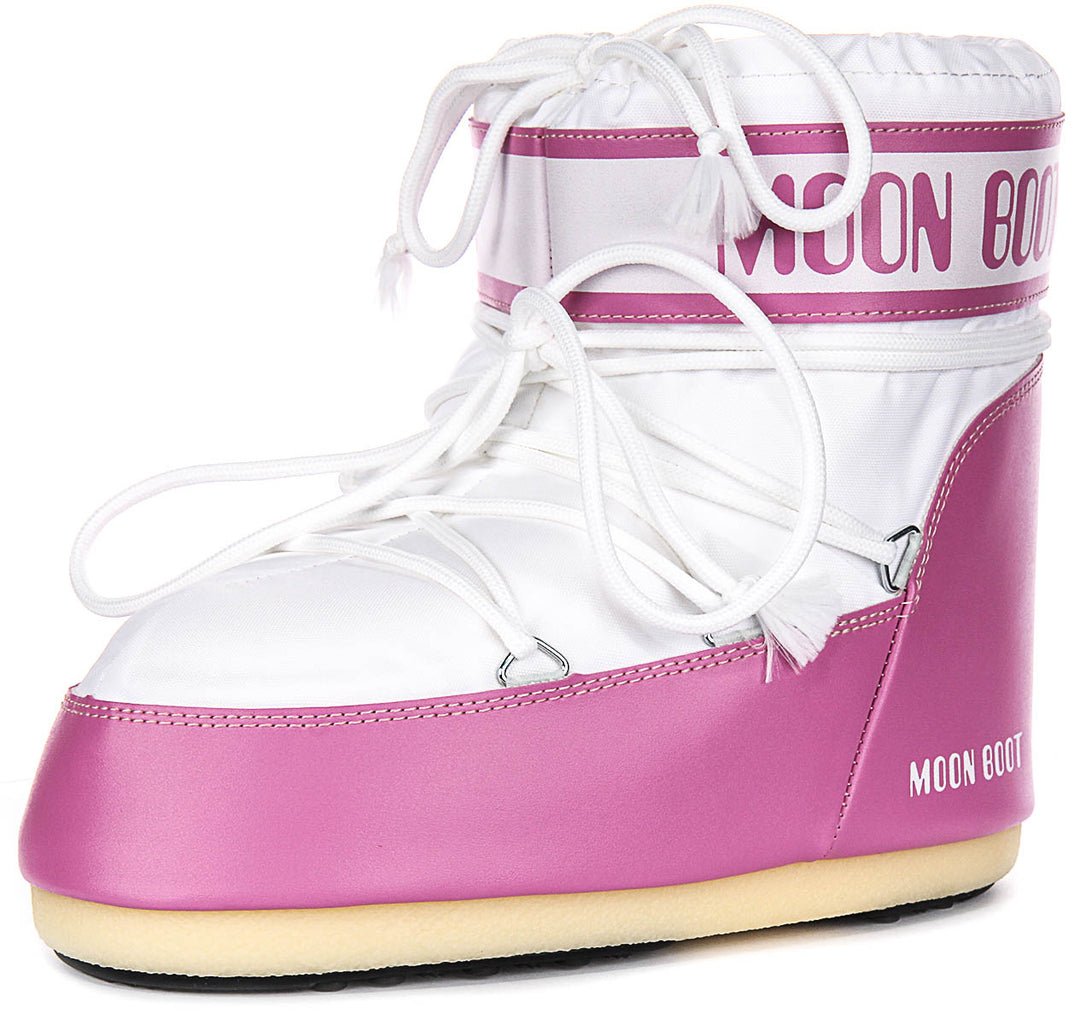 Moon Boot Icon Low Nylon In Pink White For Women