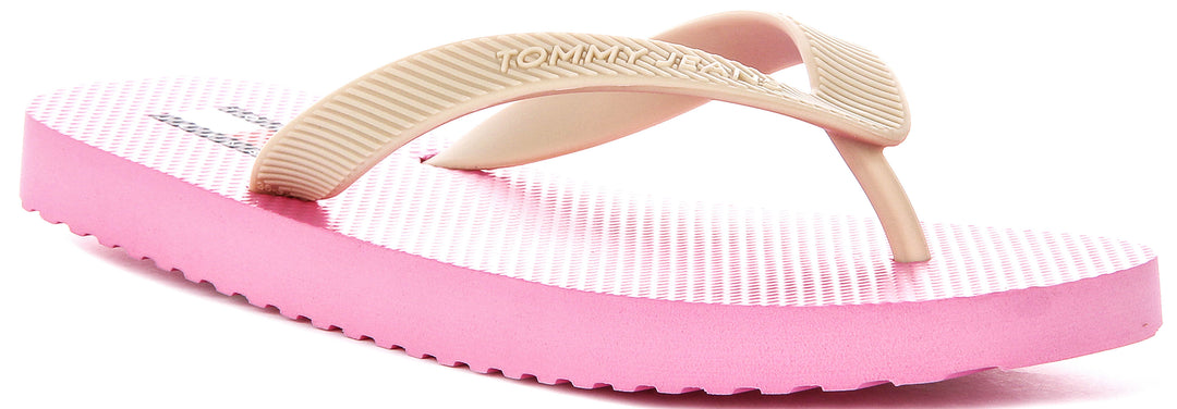 Tommy Hilfiger Logo Sandal In Pink White For Women