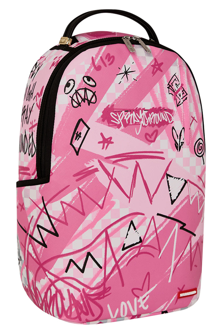 Sprayground Broken Hearts Club Backpack In Pink White