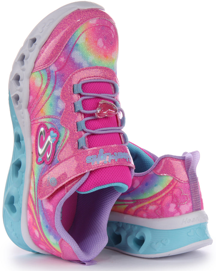Skechers Flutter Heart LightsGroovy Swirl Zapatillas deportivas luminosas para niños en rosa multi
