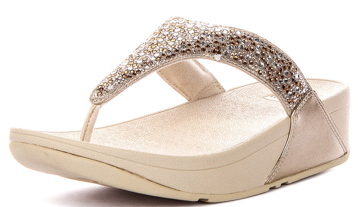 Fitflop Lulu Toe In Platino Glitter For Women