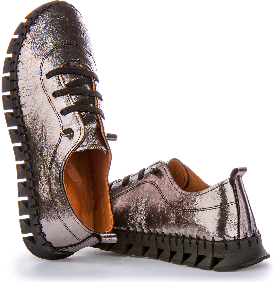 Chaussures plates JUSTINREESS  England Rexy pour femmes avec semelle en forme de géo en platine
