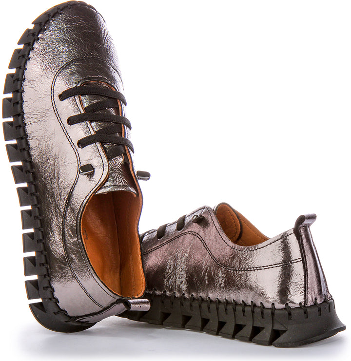 Scarpe slipon piatte JUSTINREESS  England Rexy con suola sagomata LC GEO in platino