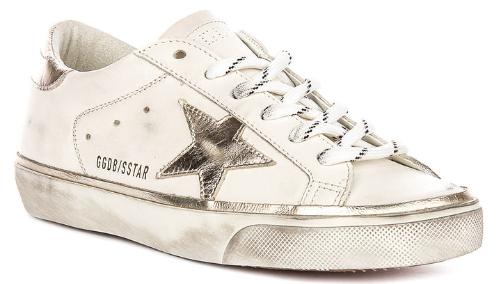 Golden Goose Super Star In White Platinum For Women