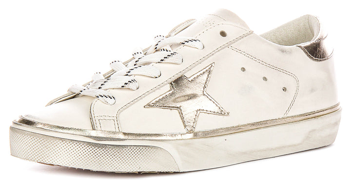 Golden Goose Super Star In White Platinum For Women