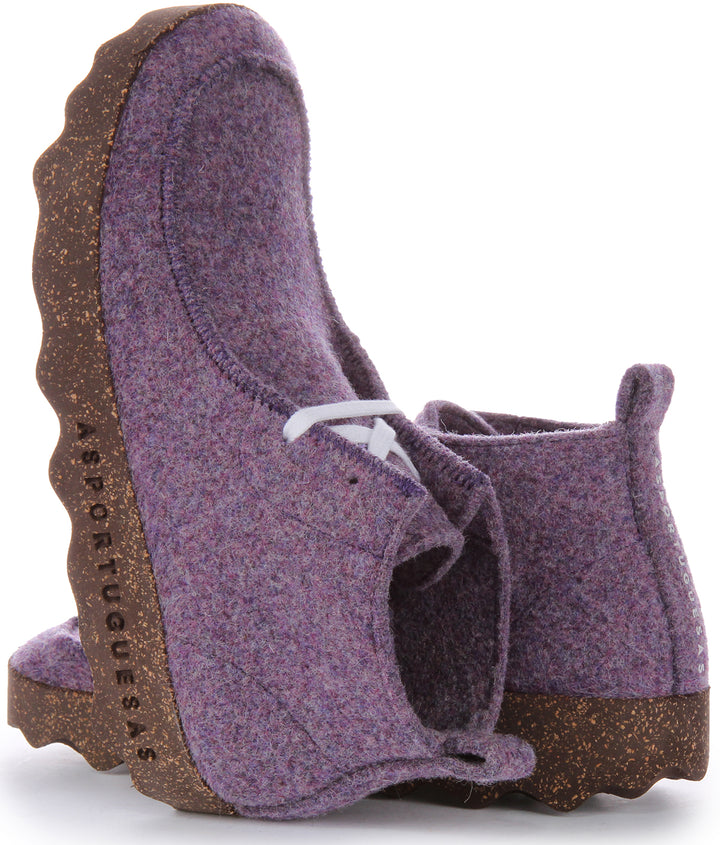 Asportuguesas Cody Bottes à lacets en feutre avec semelle en liège pour femmes en violet