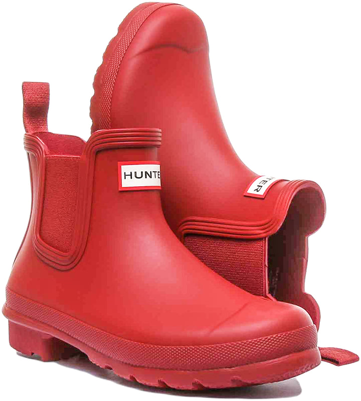 Hunter Original Bota Chelsea para mujer en rojo