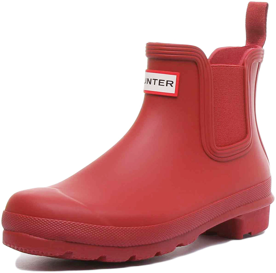 Hunter Original Bota Chelsea para mujer en rojo