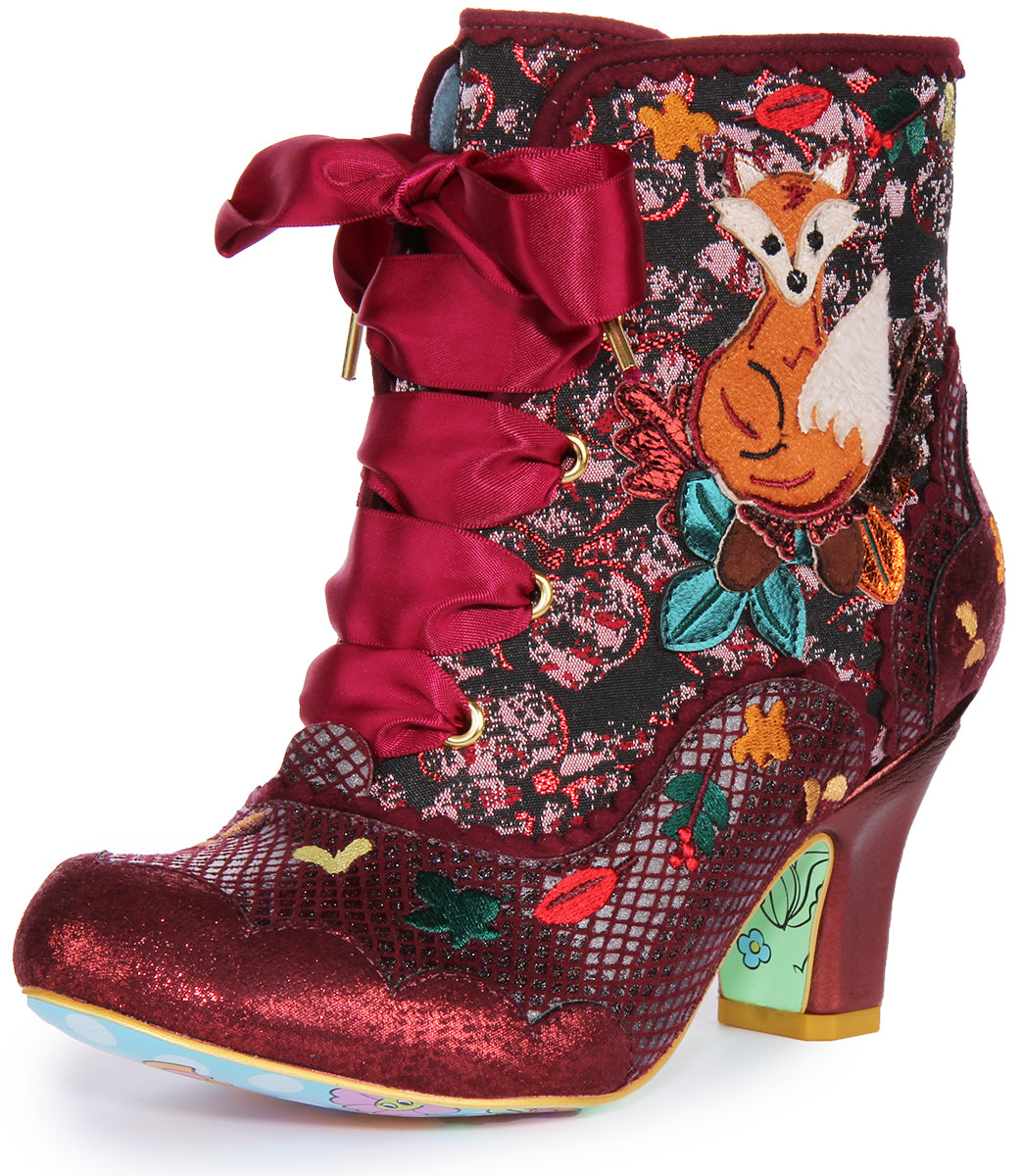 Irregular Choice Squirrel Away Zapatos de tacón medio para mujer en rojo