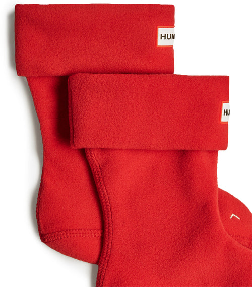 Hunter Welly Fleece Socks In Red For Kids