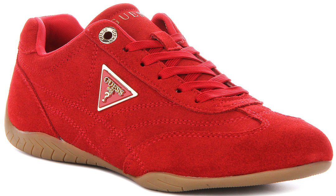 Guess Gabiey Suede Running Shoes In Red For Women
