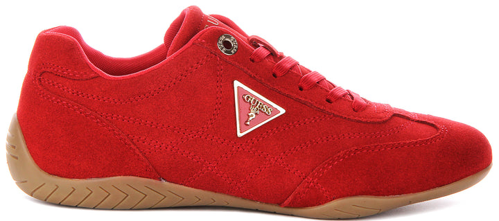 Guess Gabiey Suede Running Shoes In Red For Women