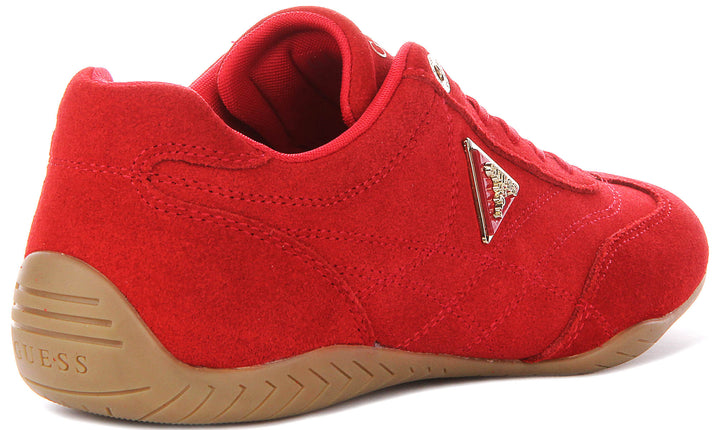 Guess Gabiey Suede Running Shoes In Red For Women