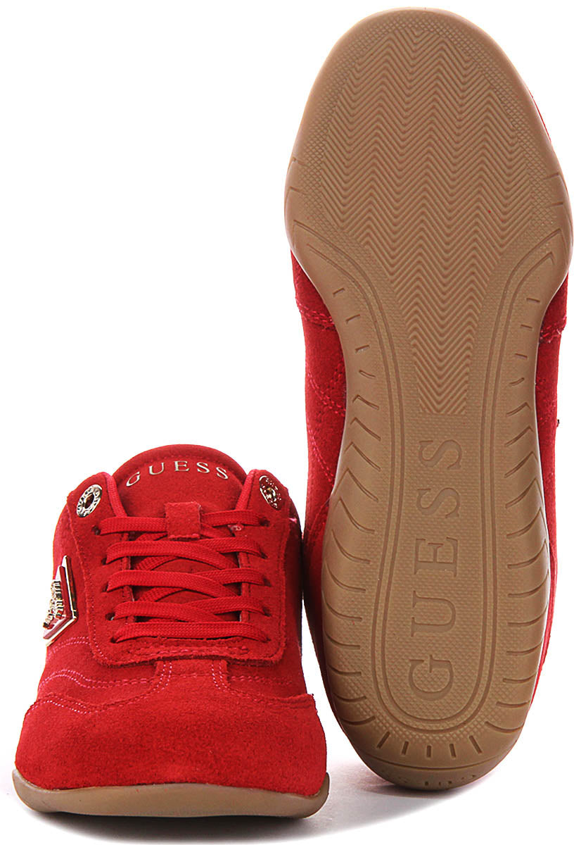 Guess Gabiey Suede Running Shoes In Red For Women