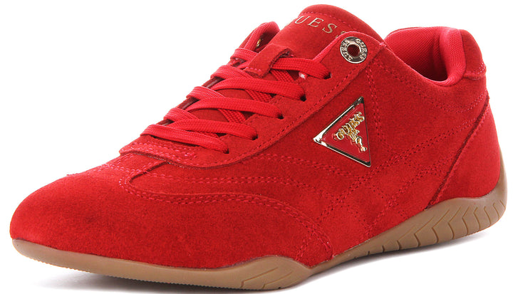 Guess Gabiey Suede Running Shoes In Red For Women