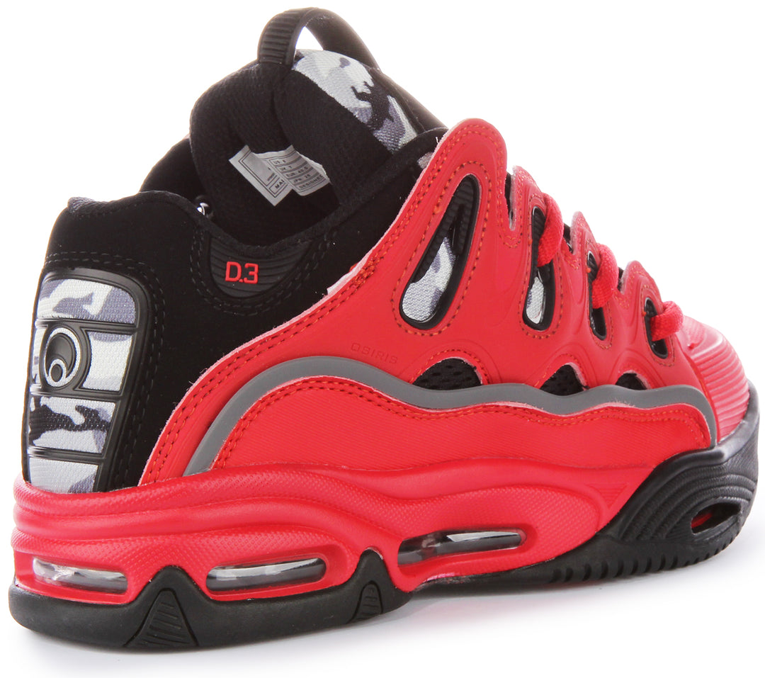 Osiris HerrenSynthetikTrainer D3 2001 mit dicksohligen SchnürSkaterschuhen in Rot Schwarz