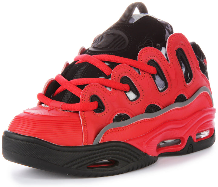 Osiris HerrenSynthetikTrainer D3 2001 mit dicksohligen SchnürSkaterschuhen in Rot Schwarz