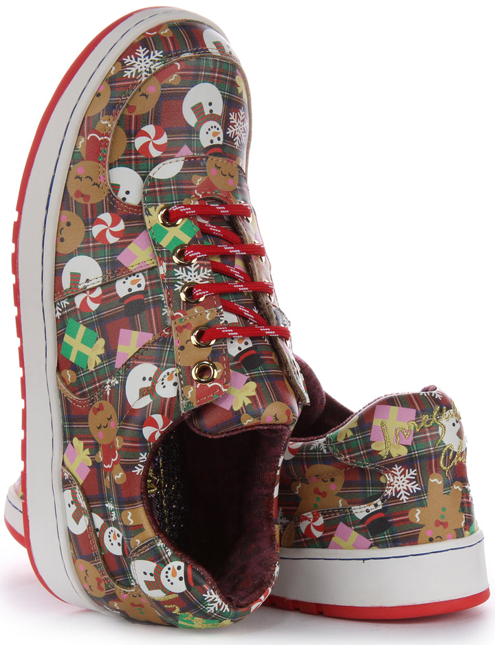 Irregular Choice Starlight Streamer Baskets à lacets synthétiques pour femmes en rouge multi