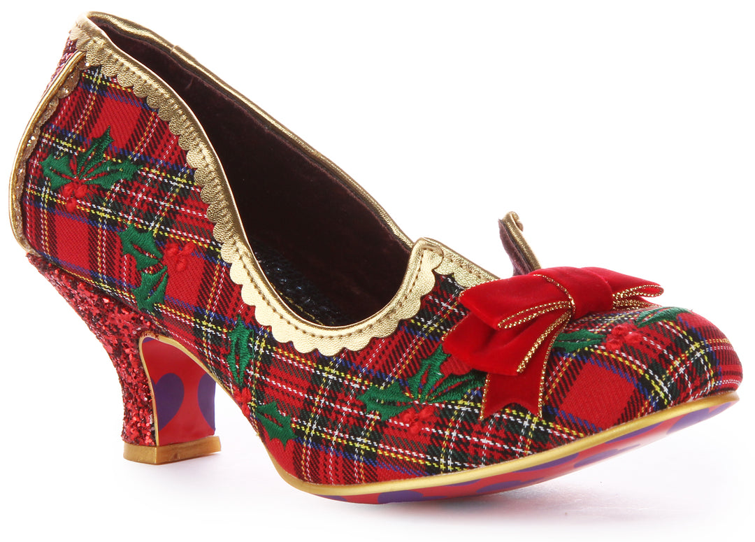 Irregular Choice Christmas Cookie Chaussures de Noël à talons moyens pour femmes en rouge multi