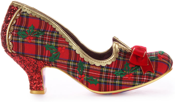 Irregular Choice Christmas Cookie Chaussures de Noël à talons moyens pour femmes en rouge multi